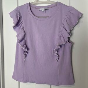 English Factory: Lavender Ruffle Sleeve Cropped Top: Size Large